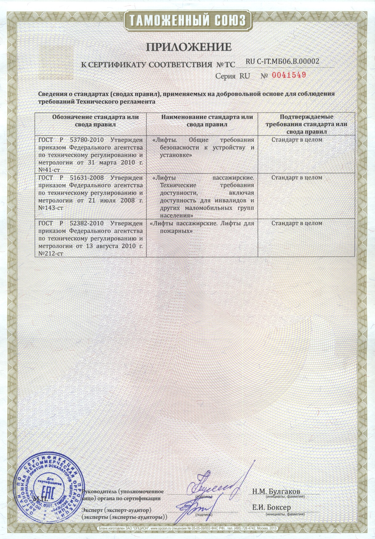 Приложение к сертификату RU C-IT.МБ06.В00002