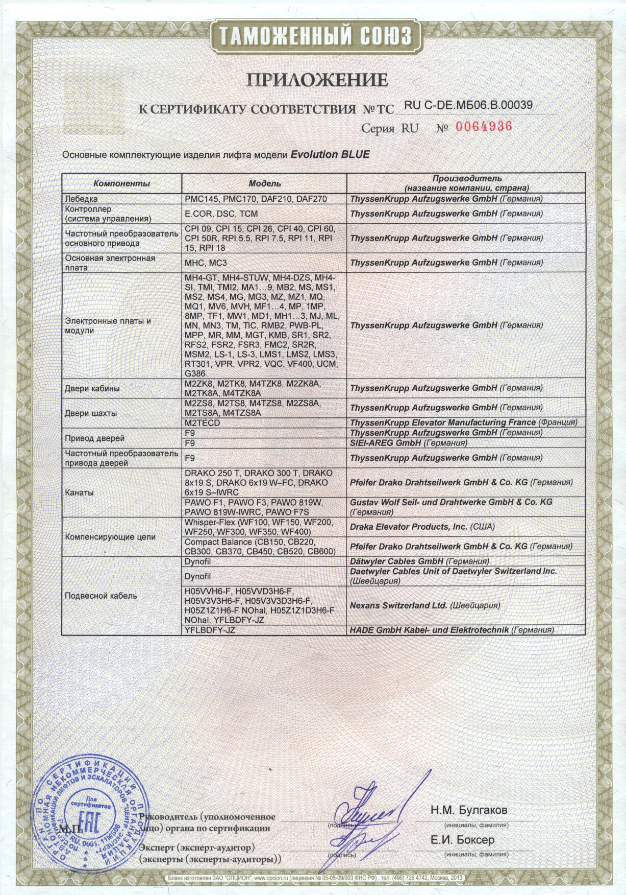 Приложение к сертификату № RU С-DE.МБ06.В00039