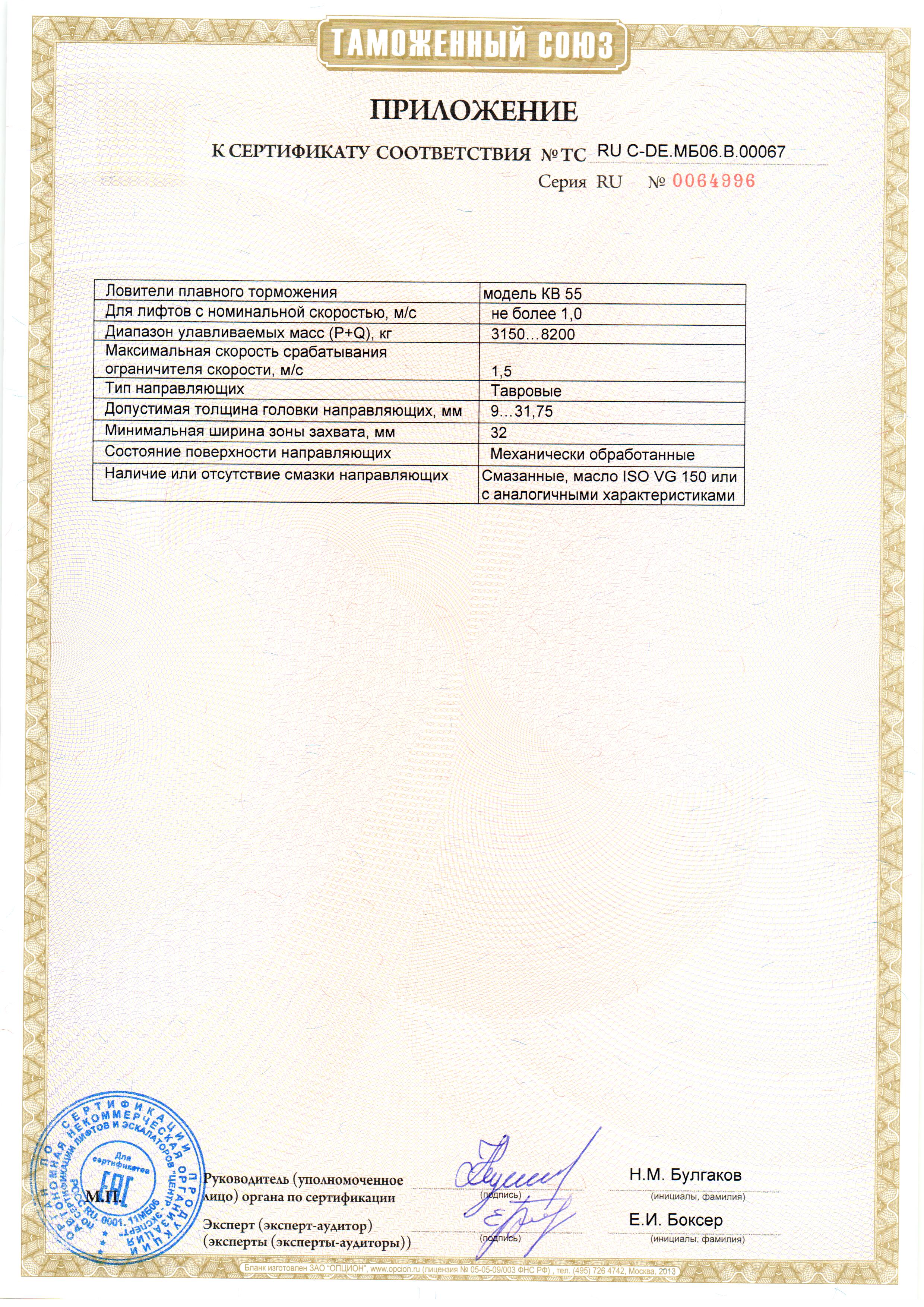Приложение к сертификату № RU С-DE.МБ06.В00067