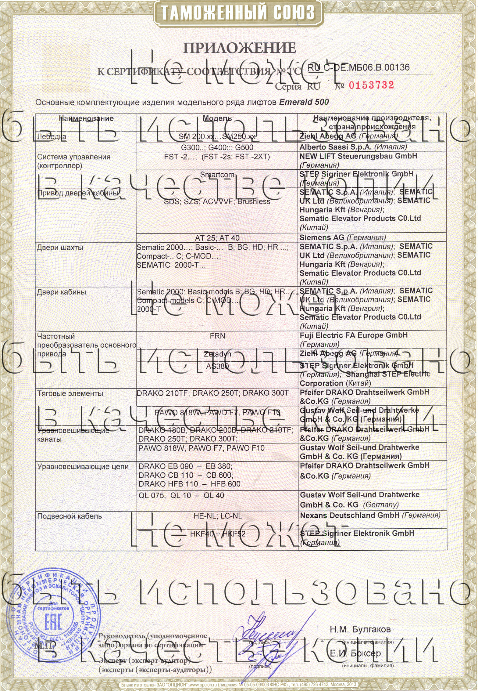Приложение к сертификату № RU С-DE.МБ06.B.00136