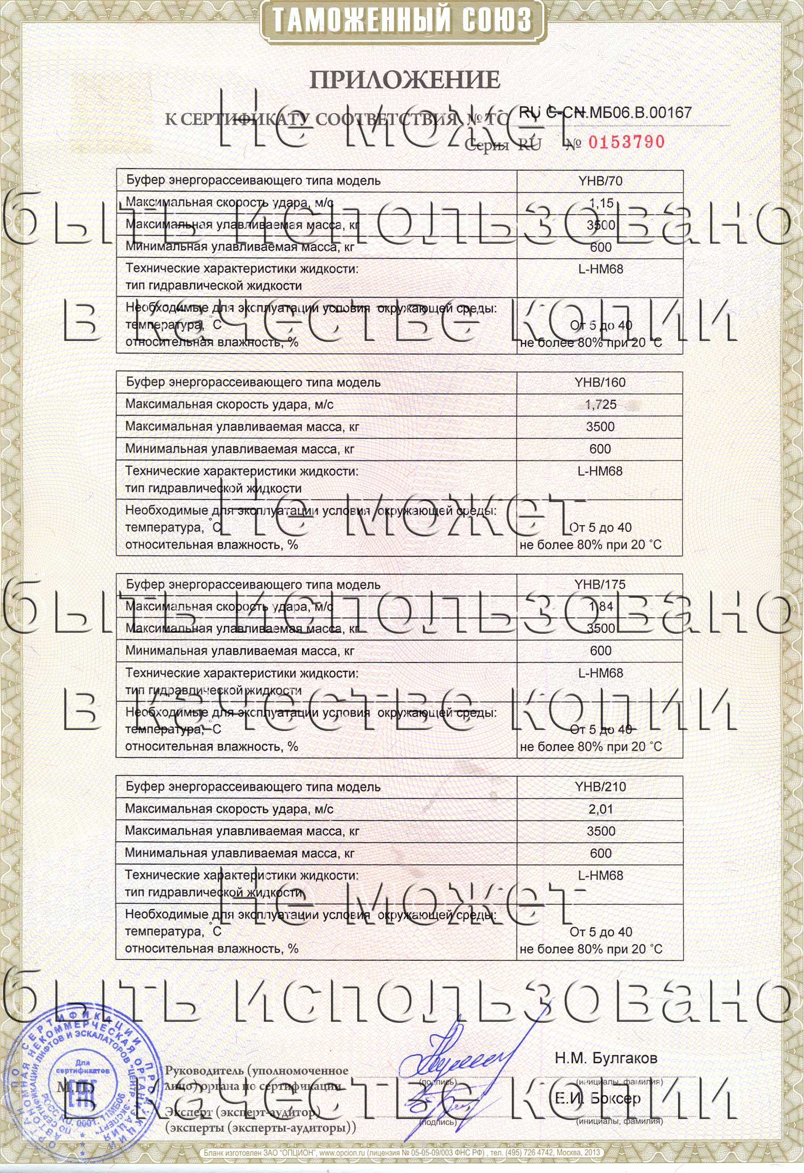Приложение к сертификату № RU С-CN.МБ06.B.00167