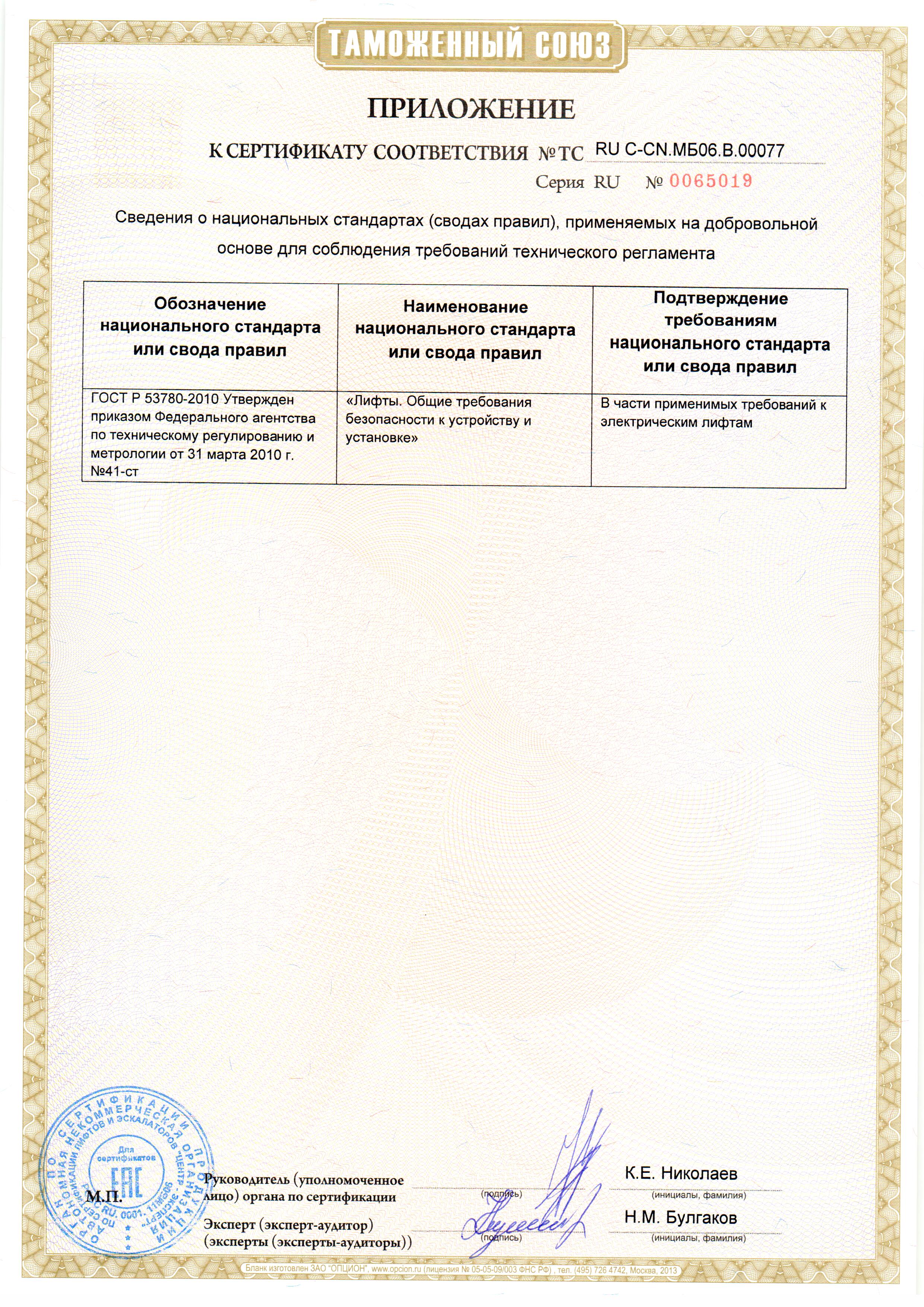 Приложение к сертификату № RU С-CN.МБ06.В.00077